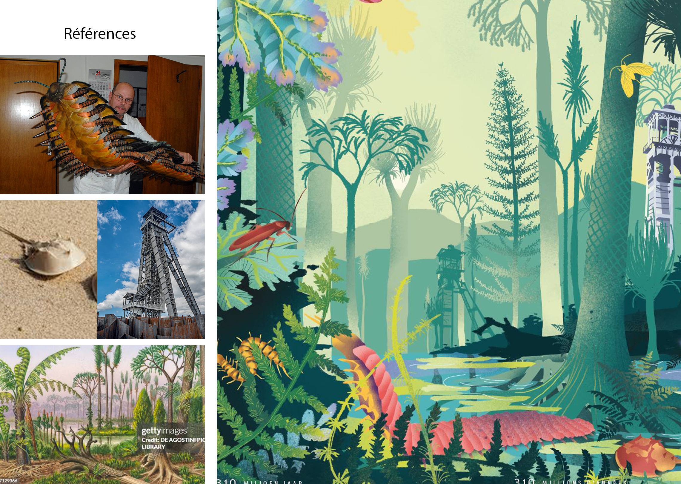 références affiche illustrée carbonifère Belgique