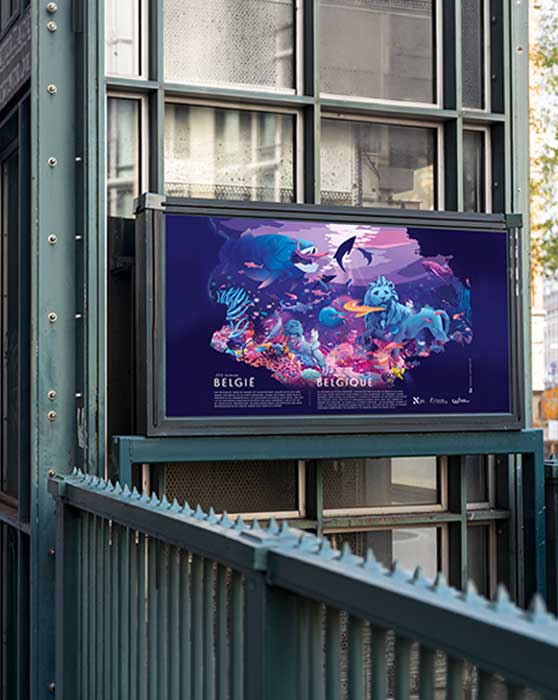 lion Waterloo affiche science océan